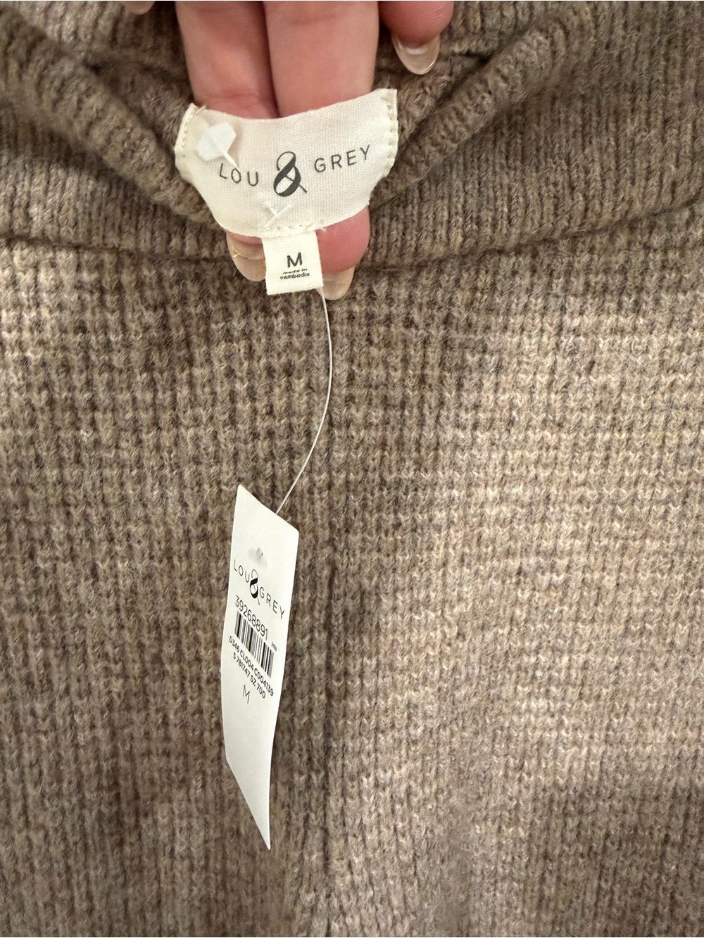 NWT Lou & Grey Taupe Waffle Knit Wide Leg Lounge Pants M Cozy Warm - Picture 3 of 7